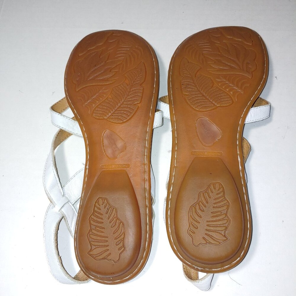 BORN Thong Leather Slingback Strappy Sandals White Size 11 - Picture 6 of 7